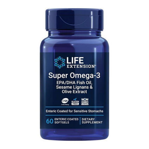 Life Extension, Super Omega-3 EPA/DHA Fish Oil, Sesame Lignans & Olive Extract Enteric Coated, 60 Soft Gels