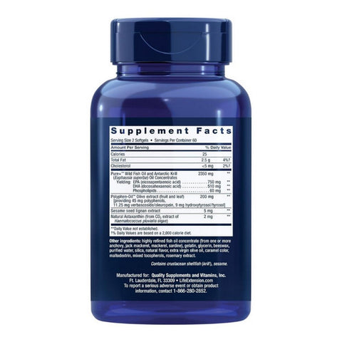 Life Extension, Super Omega 3 Plus EPA/DHA Fish Oil Krill And Astaxanthin, 120 Soft Gels