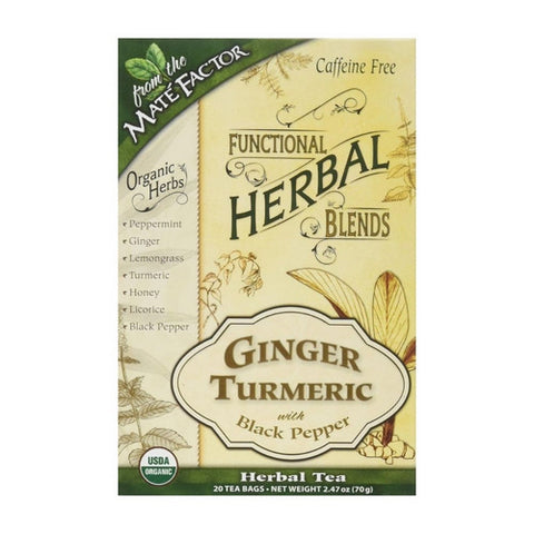 The Mate Factor, Functional Herbal Blends Ginger Turmeric With Black Pepper Tea, 20 Count