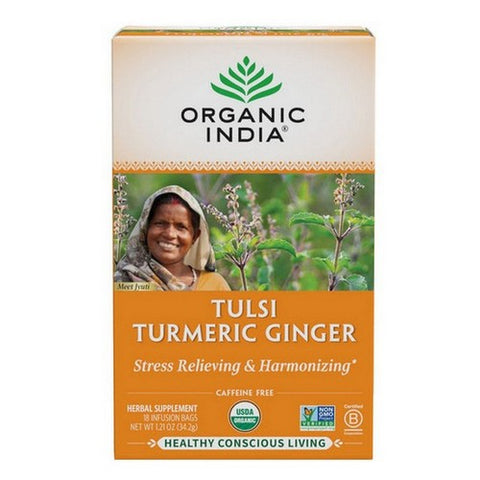 Organic India, Organic Tulsi Turmeric Ginger, 18 Bags (Case Of 6)