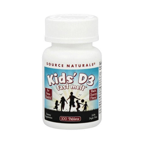 Source Naturals, Kids D-3 Fast Melt, 400 IU, Black Cherry 100 Tabs
