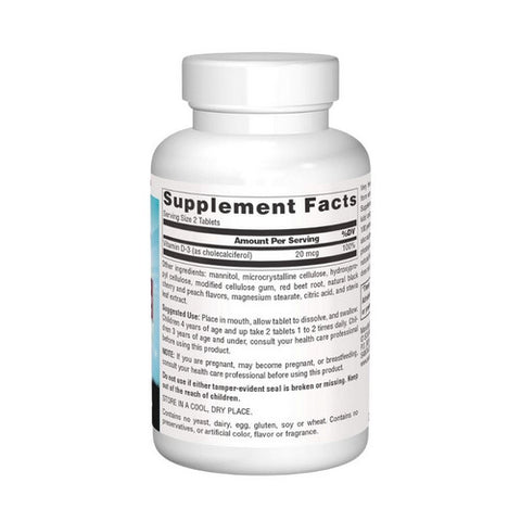 Source Naturals, Kids D-3 Fast Melt, 400 IU, Black Cherry 200 Tabs