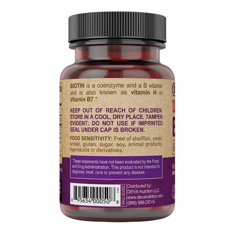 Deva Vegan Vitamins, Vegan Biotin, 6,000 mcg, 90 Tabs