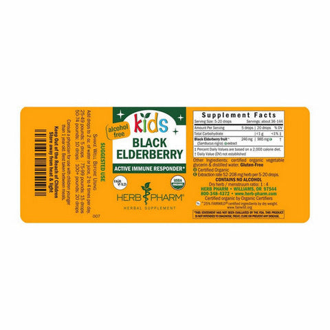 Herb Pharm, Kids Black Elderberry Glycerite, 4 fl oz Herb Pharm