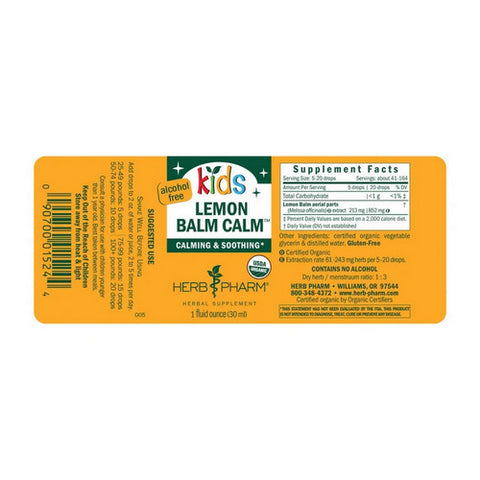 Herb Pharm, Kids Lemon Balm Calm, 1 fl oz