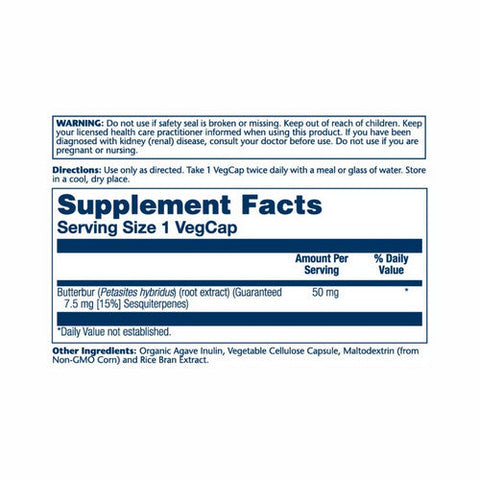 Solaray, Vital Extracts Butterbur, 50 Mg, 60 Veg Caps Solaray