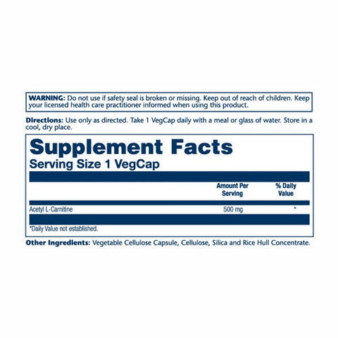 Solaray, Acetyl L-Carnitine, 500 mg, 30 Caps Solaray