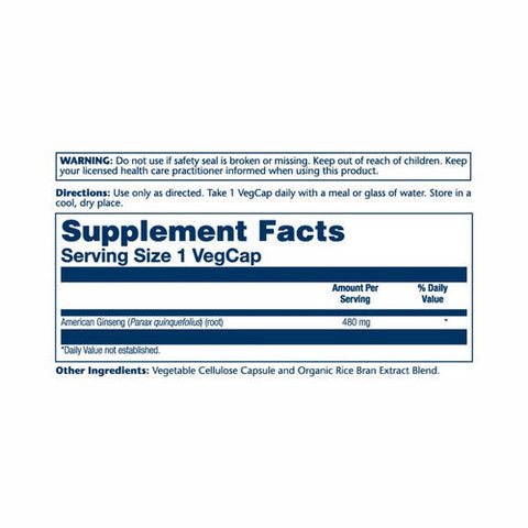 Solaray, American Ginseng, 480 mg, 50 Caps Solaray