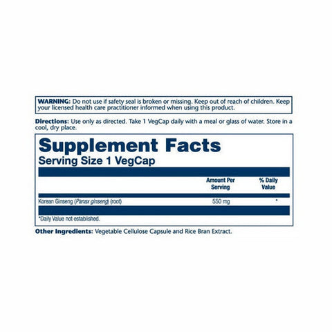 Solaray, Korean Ginseng, 550 mg, 100 Caps Solaray
