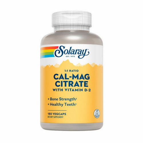 Solaray, Calcium And Magnesium Citrate With Vitamin D2, 180 Vegetarian Capsules