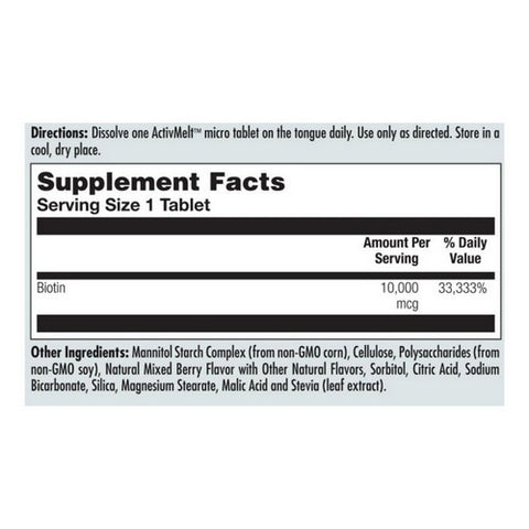 Kal, Ultra Biotin ActivMelt, 10,000 mcg, 60 Tabs