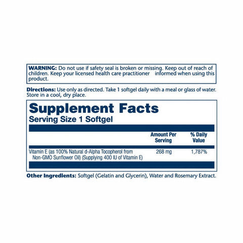Solaray, Sunflower Vitamin E, 400 IU, 60 Softgels Solaray