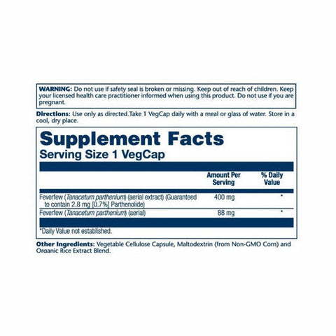 Solaray, Feverfew Aerial Extract, 350 mg, 60 Caps Solaray