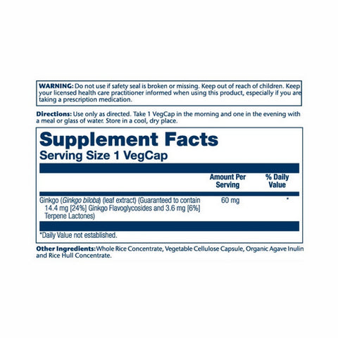 Solaray, Ginkgo Biloba Leaf Extract, 60 mg, 60 Caps