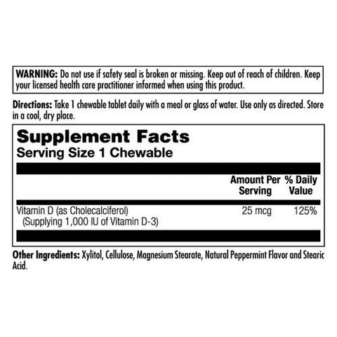 Kal, D-3 Chewable, 1,000 IU, 100 Chews Kal