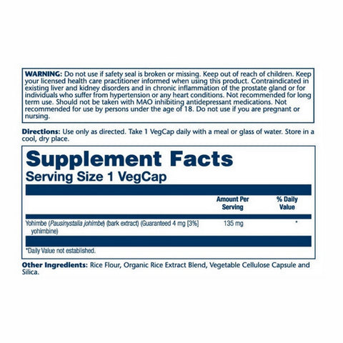 Solaray, Yohimbe Extract, 135 mg, 60 Caps