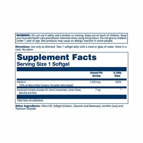 Solaray, Food Carotene, 25,000 IU, 100 Softgels Solaray