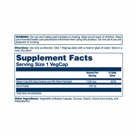 Solaray, Dry Form Vitamin A, 75000 Mcg, 60 Veg Caps Solaray