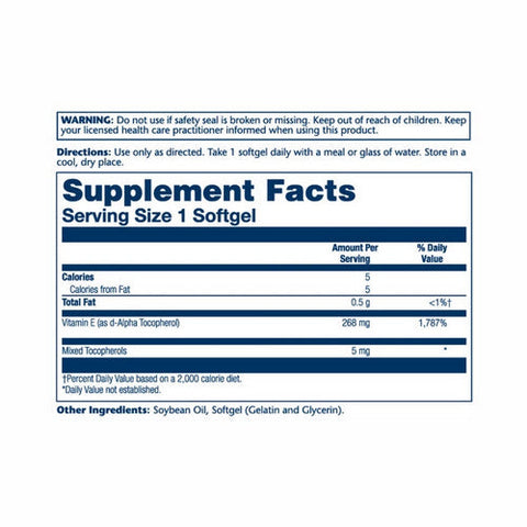 Solaray, Vitamin E 400 IU, 268 mg, 100 Softgels Solaray