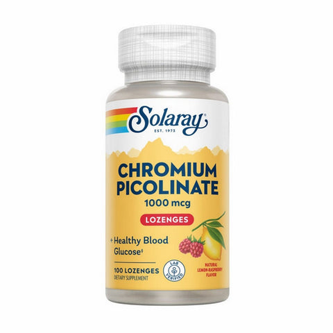 Solaray, Chromium Picolinate Natural Lemon-Raspberry, 1,000 mcg, Raspberry Lemonade 100 Lozenges