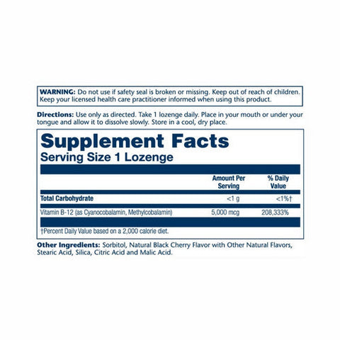 Solaray, Vitamin B-12, 5,000 mcg, 30 Lozenges Solaray