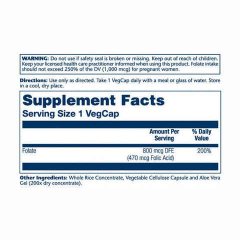 Solaray, Folic Acid, 800 mcg, 100 Caps Solaray