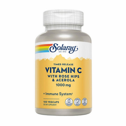 Solaray, Timed Release Vitamin C With Rose Hips And Acerola, 1,000 mg, 100 Caps