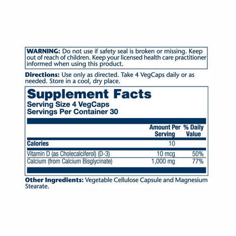 Solaray, Calcium Bisglycinate With Vitamin D-3, 1000 Mg, 120 Veg Caps Solaray