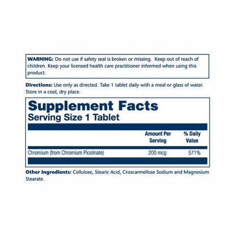 Solaray, Chromium Picolinate, 200 Mcg, 50 Tabs Solaray