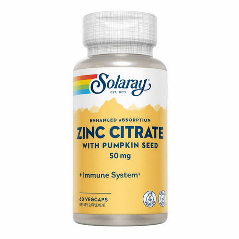 Solaray, Zinc Citrate With Pumpkin Seed, 60 Caps