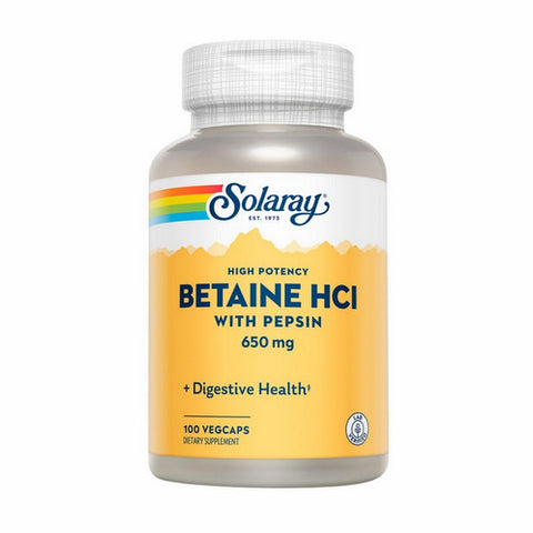 Solaray, Betaine HCI With Pepsin, 650 Mg, 100 Veg Caps