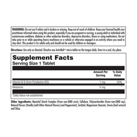 Kal, Melatonin ActivMelt, 5 mg, 90 Tabs