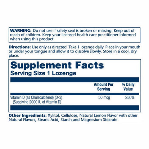 Solaray, Vitamin D-3, 2,000 IU, Lemon 60 Lozenges Solaray