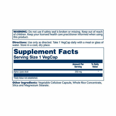 Solaray, Alpha Lipoic Acid, 250 mg, 60 Caps Solaray