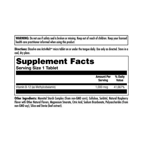 Kal, B-12 Methylcobalamin ActivMelt, 1,000 mcg, 90 Tabs