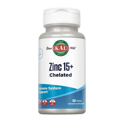 Kal, Zinc 15+ Chelated, 100 Tabs Kal