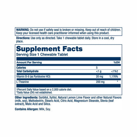 Solaray, L-Theanine, 200 mg, Lemon Lime 30 Chews