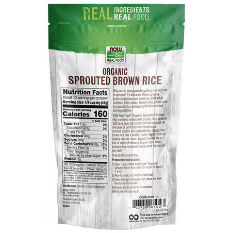 Now Foods, Organic Sprouted Brown Rice, 16 oz Now Foods