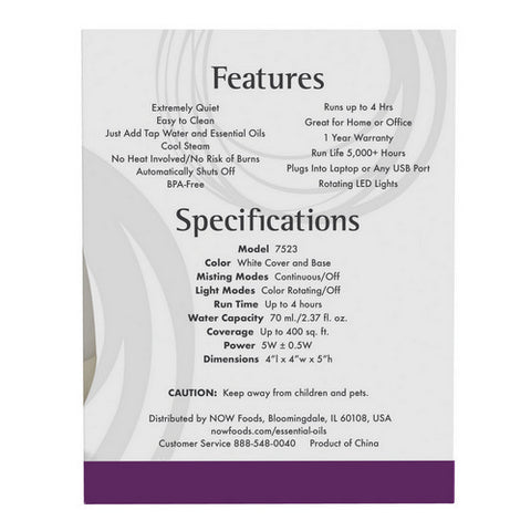 Now Foods, Ultrasonic USB Diffuser, 1 Count