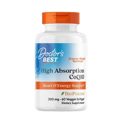 Doctors Best, High Absorption COQ10 with Bioperine, 200 mg, 60 Veggie Softgels