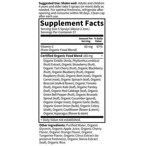 Garden of Life, Vitamin C Organic Spray, Cherry-Tangerine 2 fl oz