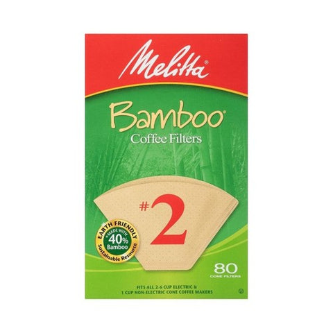 Melitta, Coffee Filter, Bamboo Brown No2 80PC