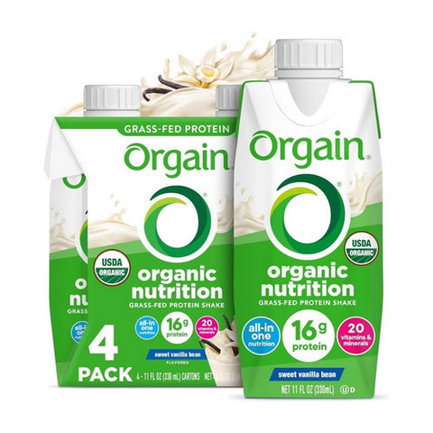 Orgain, Vanilla Nutritional Shake, 44 Oz(Case Of 3)