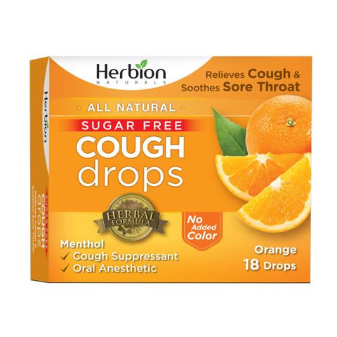 Herbion, Cough Drops Sugar Free Orange, Sugar Free Orange 18 Lozenges
