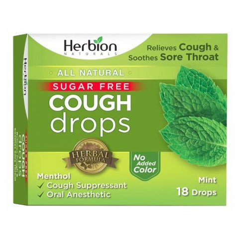 Herbion, Cough Drops Sugar Free Mint, Mint 18 Lozenges