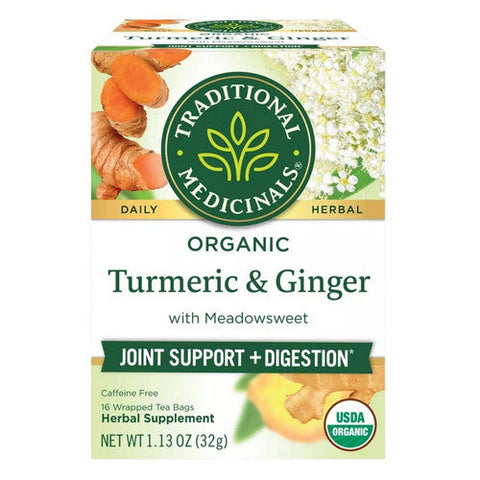 Traditional Medicinals, Organic Tea Turmeric With Meadowsweet And Ginger, 16 Bags Traditional Medicinals