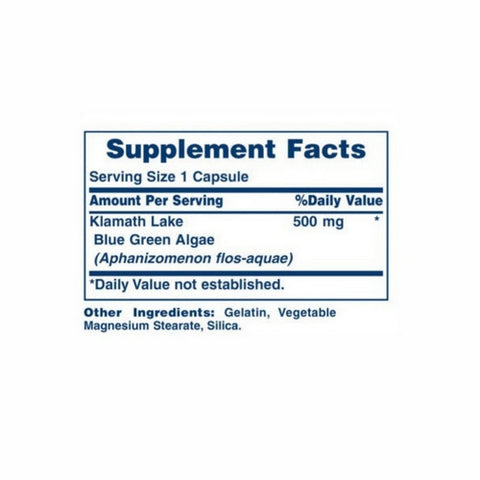 American Health, Klamath Shores Blue Green Algae, 500 mg, 120 Caps