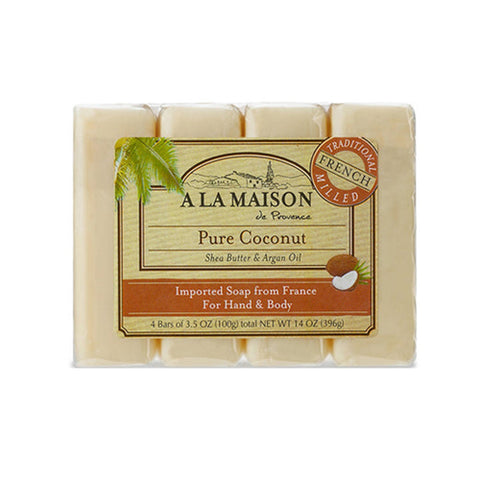 A La Maison, Hand & Body Bar Soap, Coconut 4/3.5 Oz
