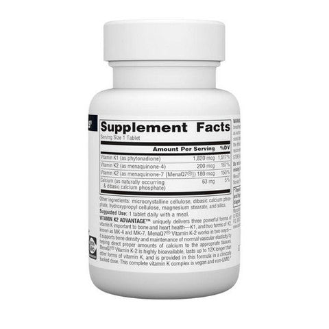 Source Naturals, Vitamin K-2 Advantage, 2200 mcg, 60 Tabs Source Naturals