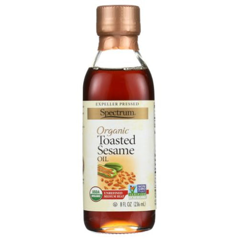 Spectrum Oils, Organic Unrefined Toasted Sesame Oil, 8 Oz(Case Of 6)